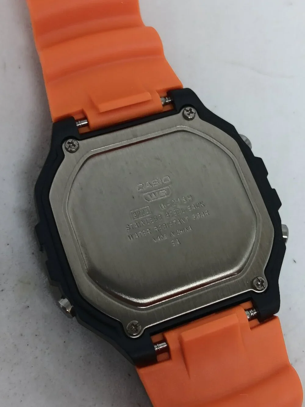 Casio W218H-4B2V [mod 3224] Men's 43mm x 40mm Orange Resin Band Digital Watch